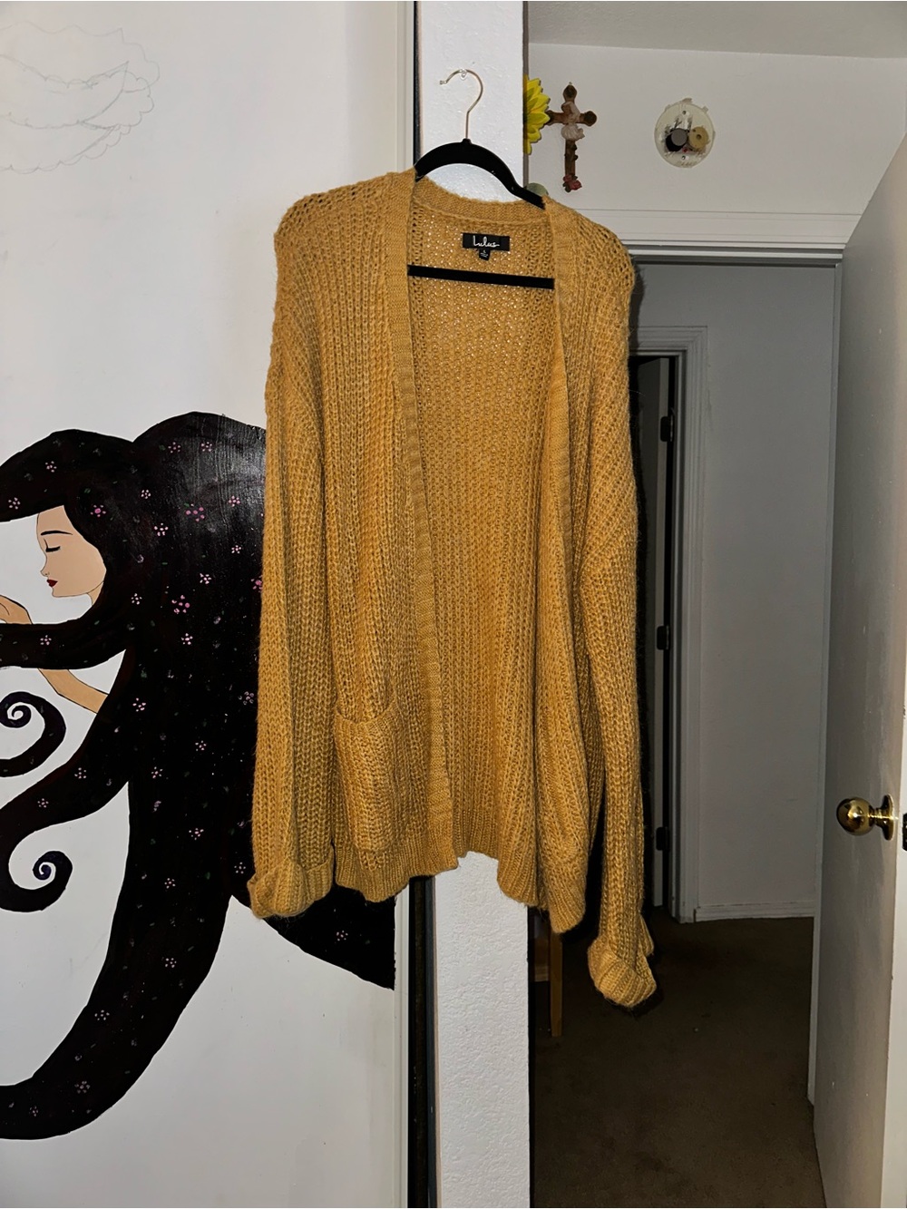 Lulu's Golden Mustard Open-Front Knit Cardigan